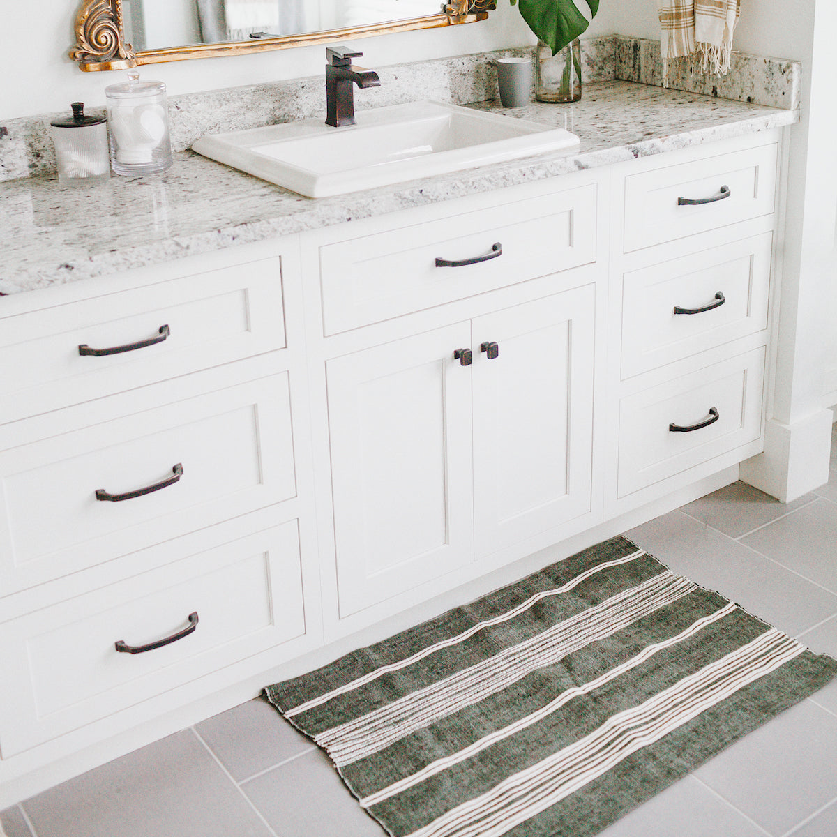 Handwoven Cotton Bath Mat, Grey, Handmade in Ethiopia