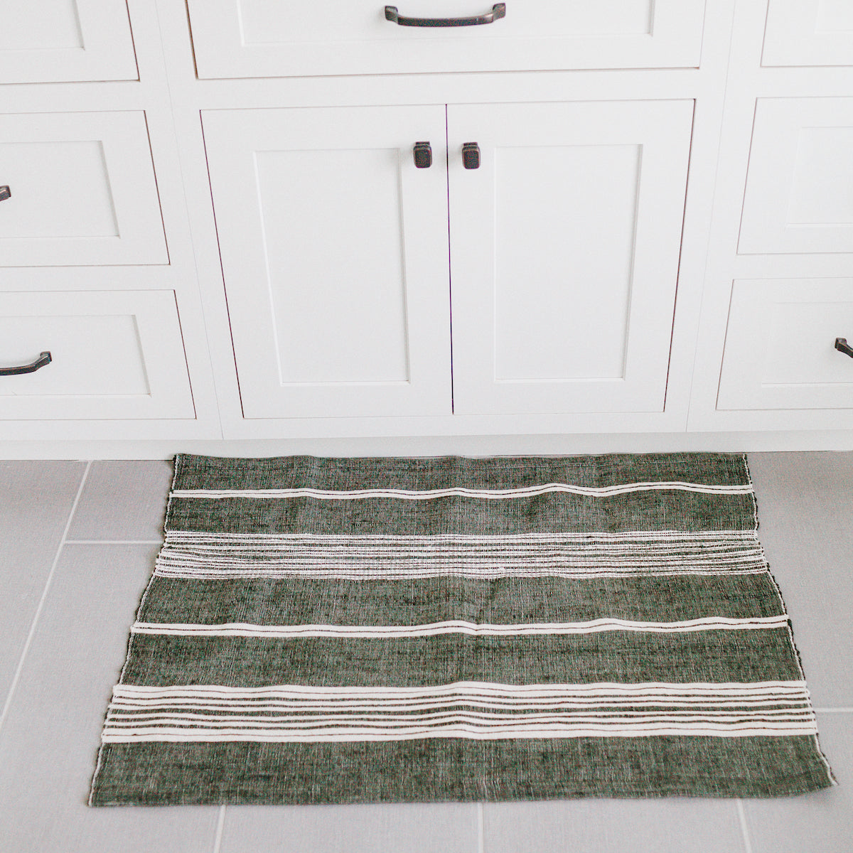 Handwoven Cotton Bath Mat, Grey, Handmade in Ethiopia