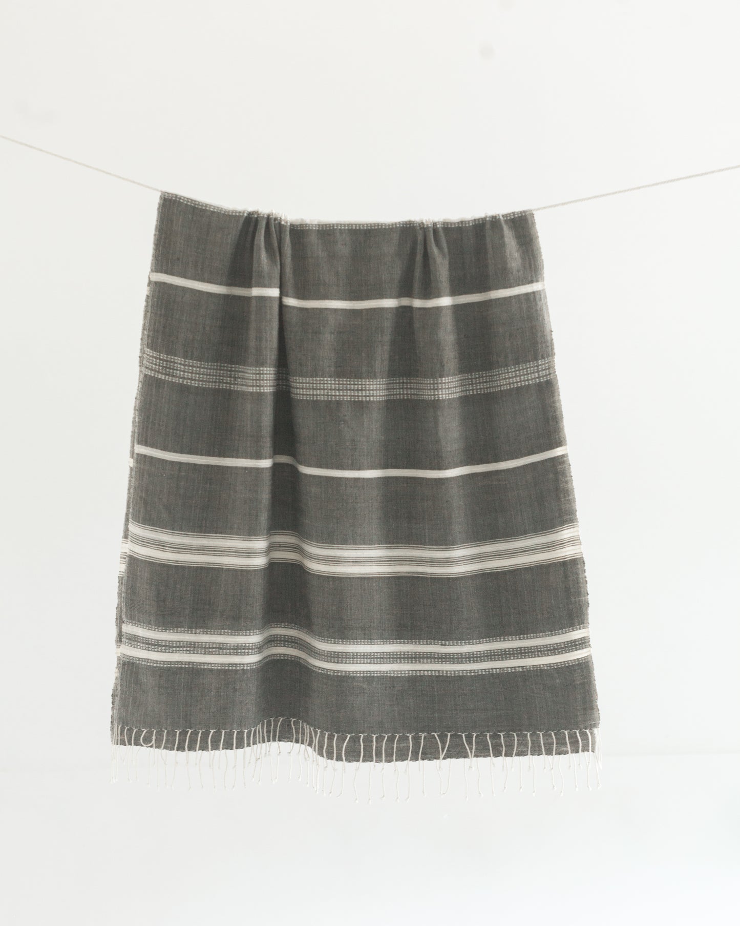 Handwoven Cotton Aden Bath Towel, Grey, Handmade in Ethiopia