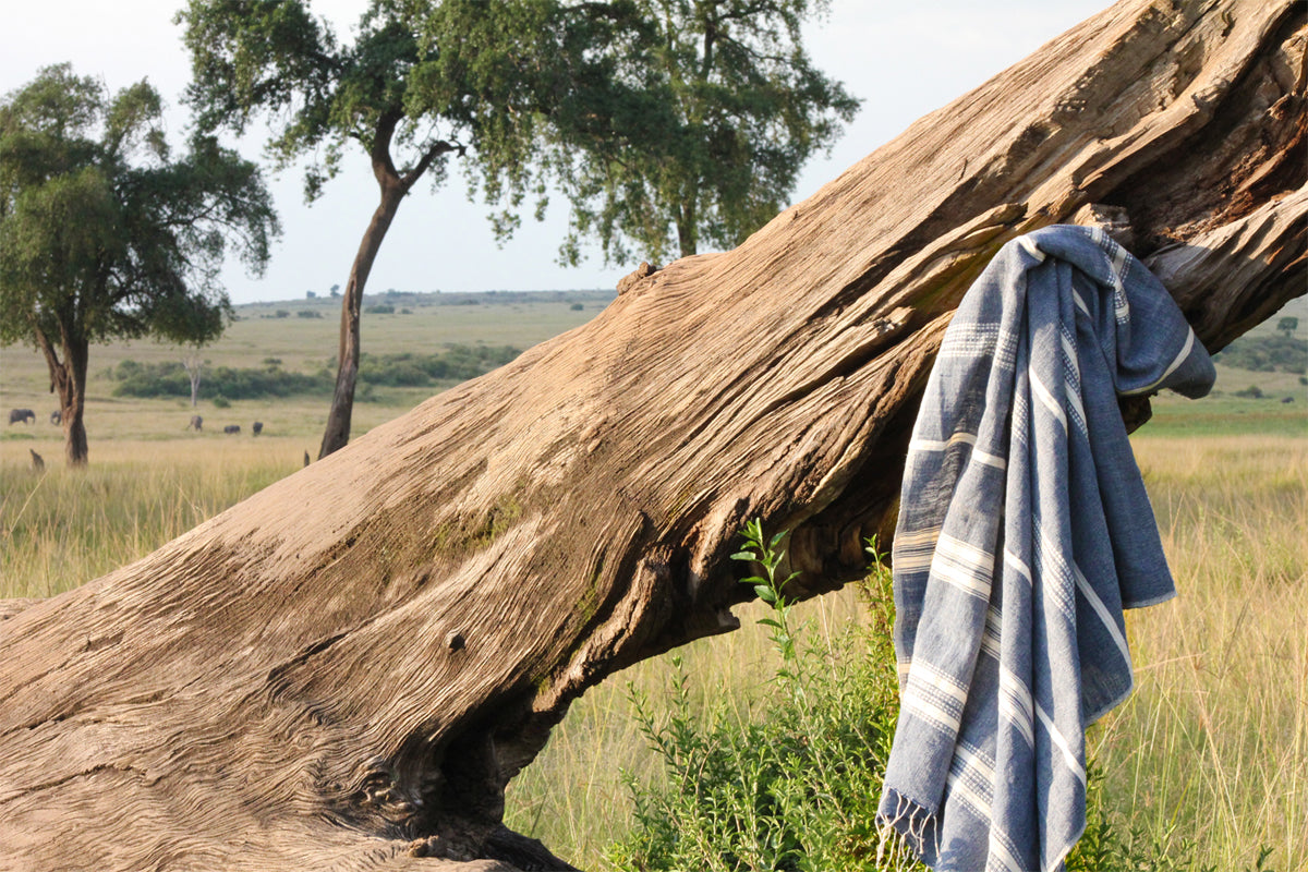 Handwoven Cotton Aden Bath Towel,  Navy, Handmade in Ethiopia