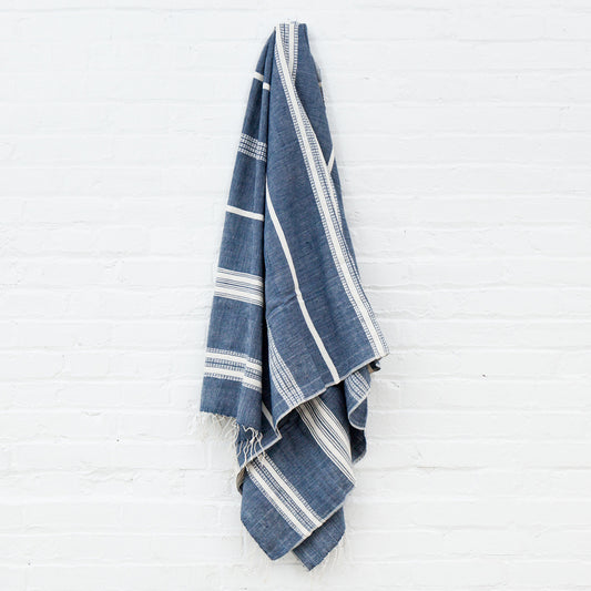 Handwoven Cotton Aden Bath Towel,  Navy, Handmade in Ethiopia