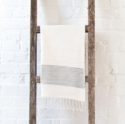 Handwoven Cotton Riveria Hand Towel, Grey, Handmade in Ethiopia