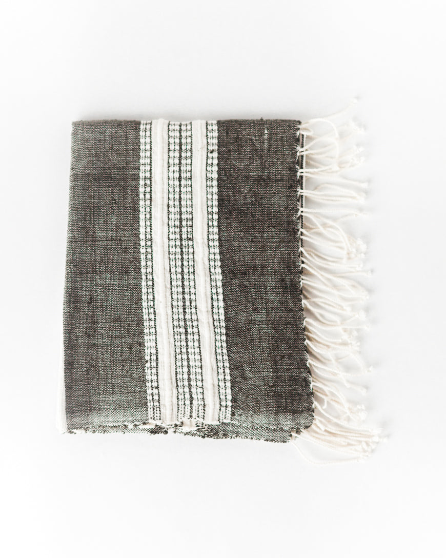 Handwoven Cotton Aden Hand Towel, Grey , Handmade in Ethiopia