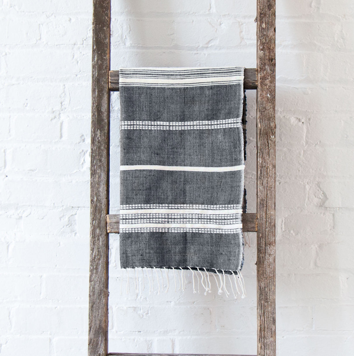 Handwoven Cotton Aden Hand Towel, Grey , Handmade in Ethiopia