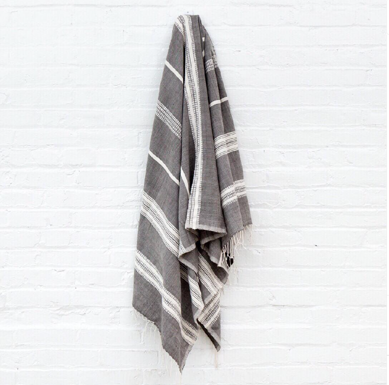 Handwoven Cotton Aden Bath Towel, Grey, Handmade in Ethiopia