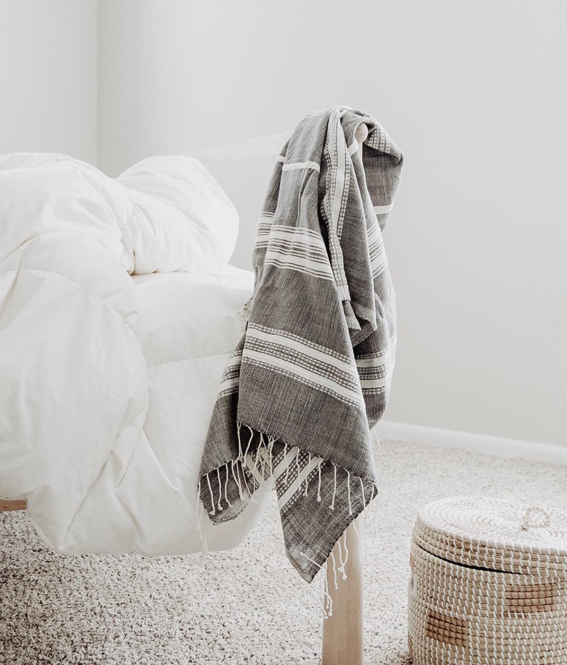 Handwoven Cotton Aden Bath Towel, Grey, Handmade in Ethiopia