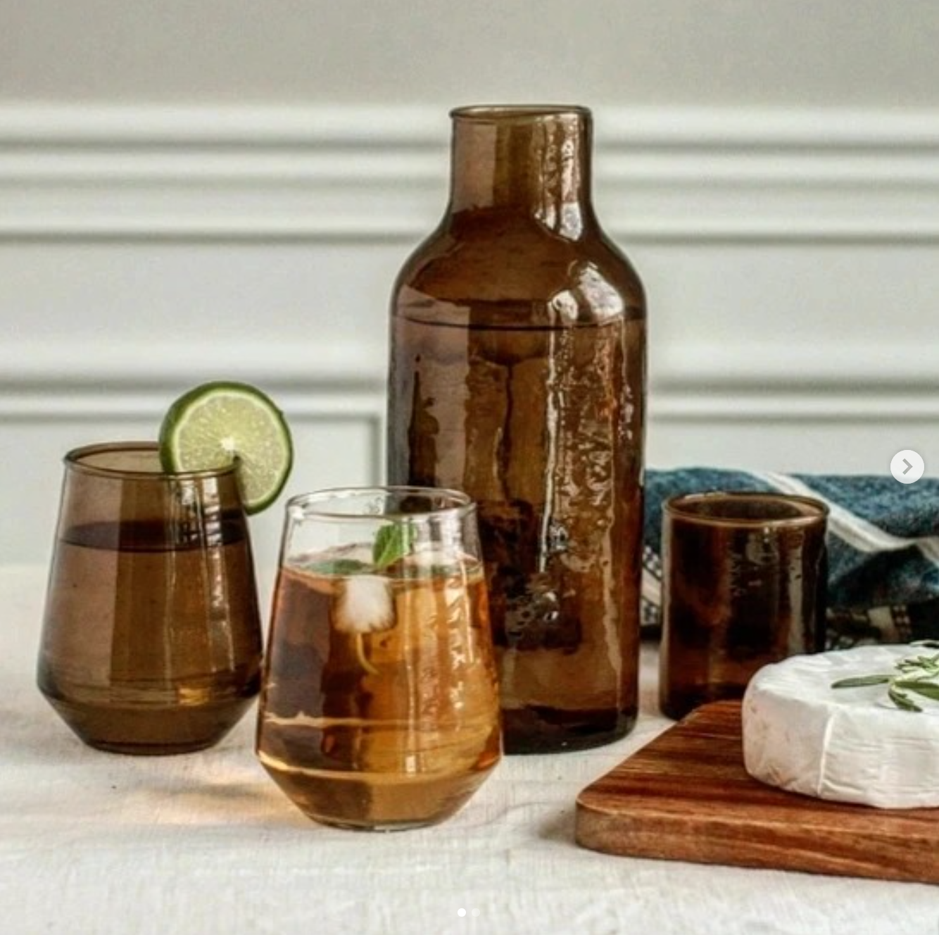 Pair of Handblown Hammered Glass Tumblers, Made in India