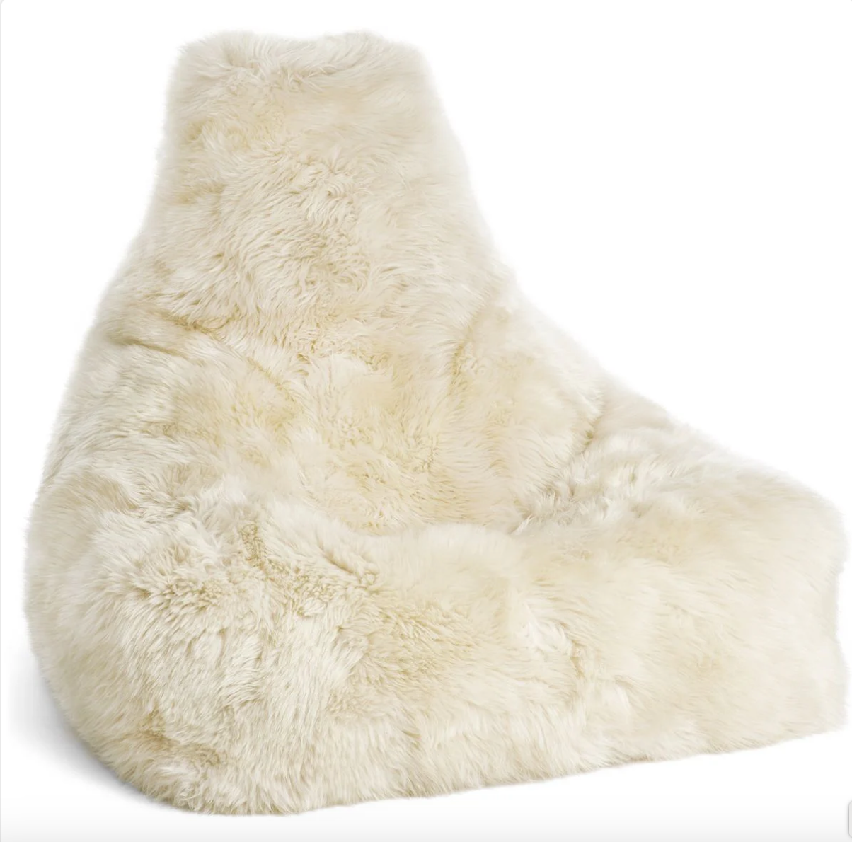 New Zealand Sheepskin Bean Bag Chair Long Wool, 39" Handmade in Denmark