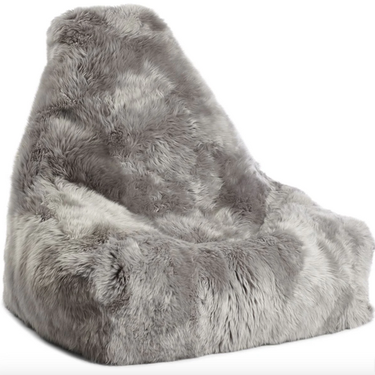 New Zealand Sheepskin Bean Bag Chair Long Wool, 39" Handmade in Denmark