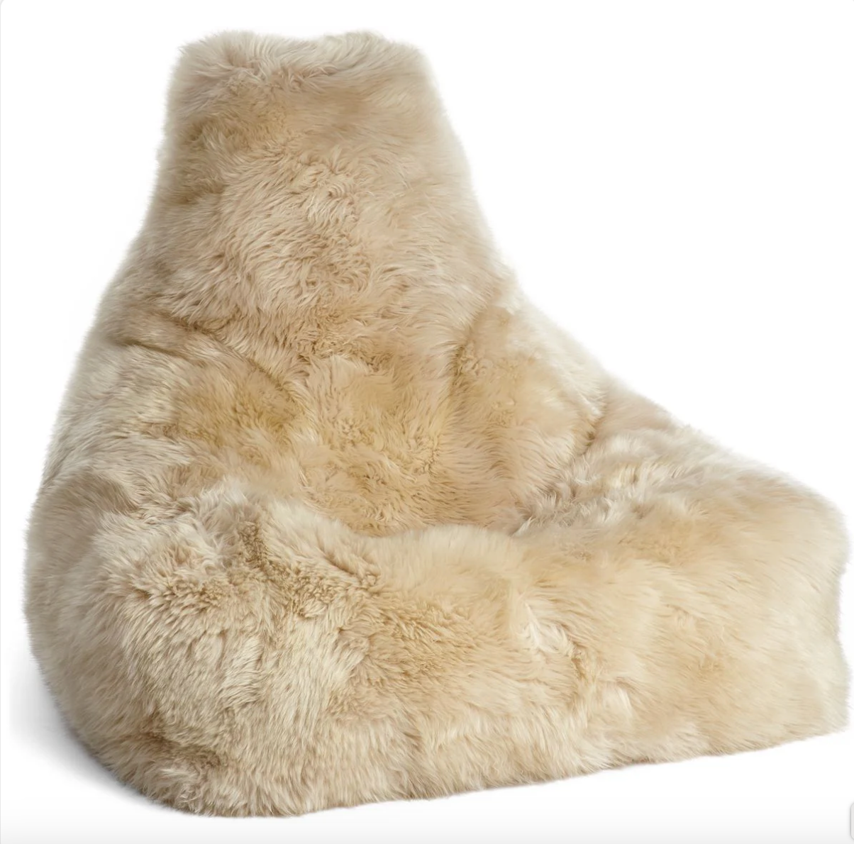 New Zealand Sheepskin Bean Bag Chair Long Wool, 39" Handmade in Denmark