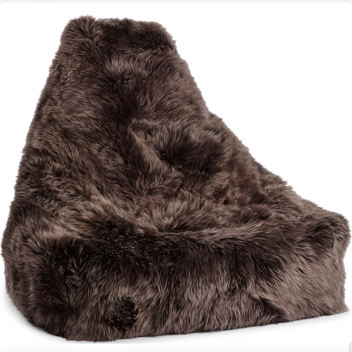 New Zealand Sheepskin Bean Bag Chair Long Wool, 39" Handmade in Denmark