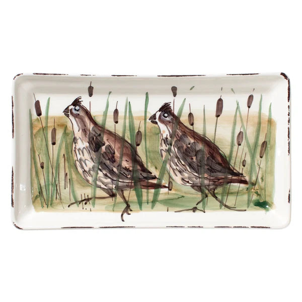 European Wildlife - Quail Rectangular Platter, Handmade Amalfi Coast, Italy