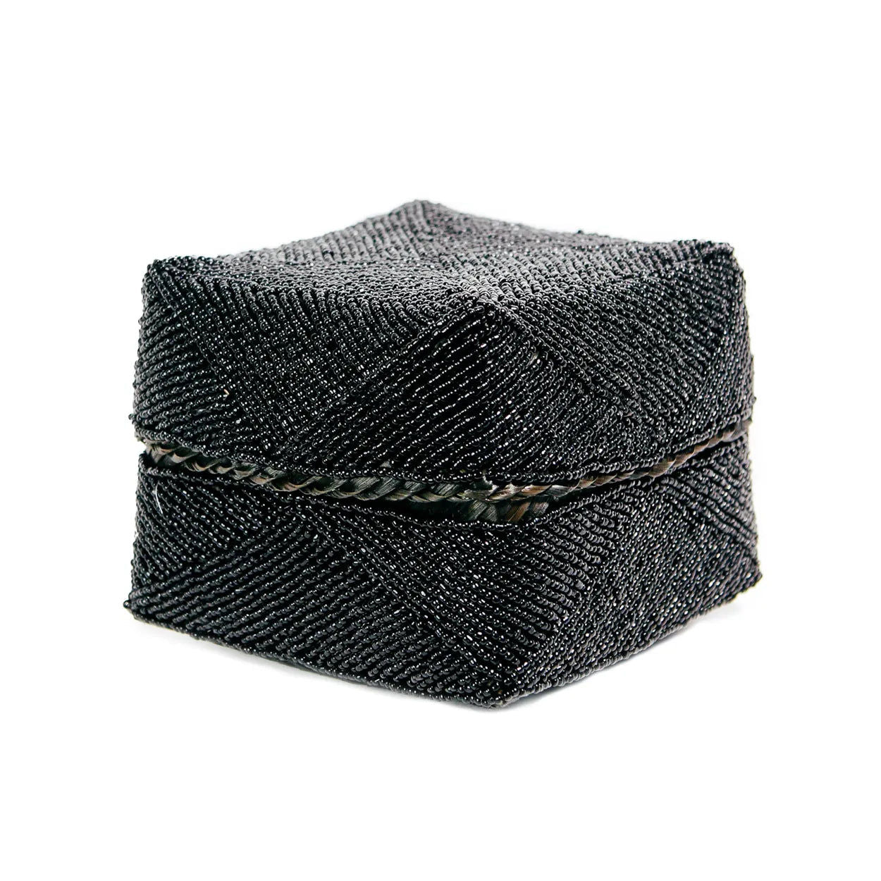 The Beaded Basket Black  Small,  Handmade in Indonesia