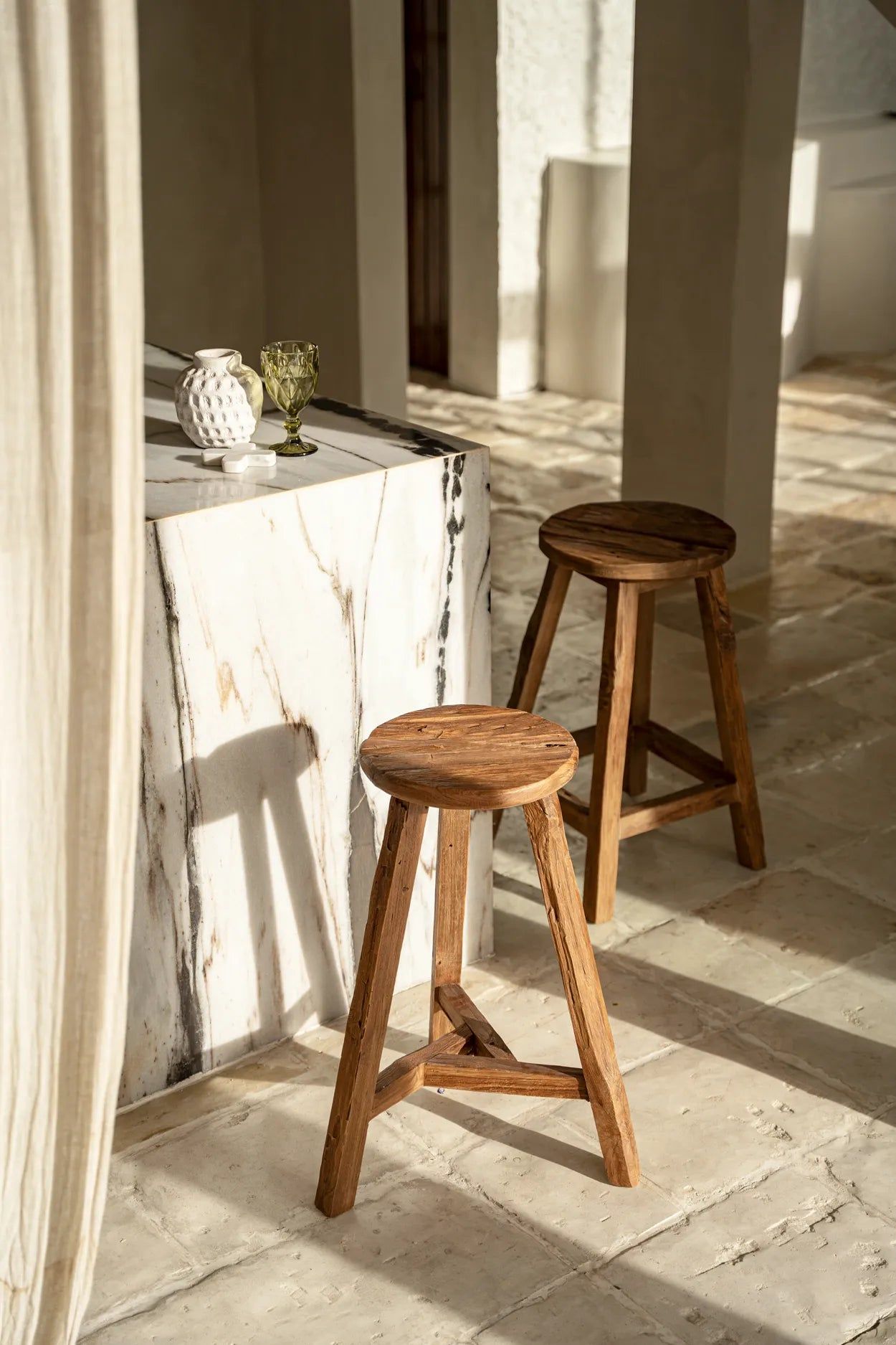 The Kabuki Bar Stool - Natural - Low