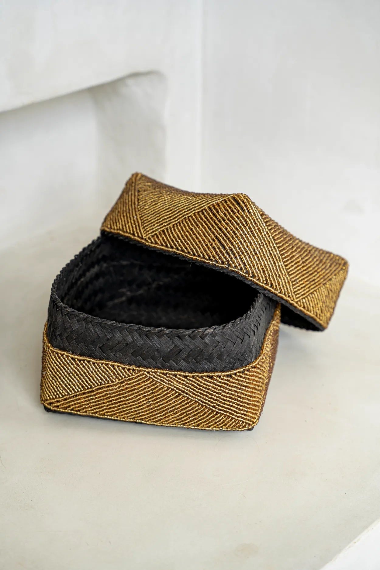 The Beaded Basket Gold  Med,  Handmade in Indonesia