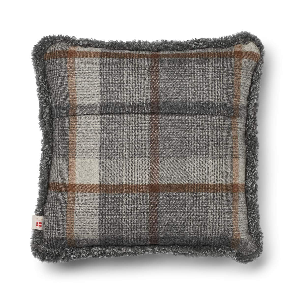 Checked Collection, Double sided Cushion 100 % Wool and Short Wool Sheepskin 20 x 20"