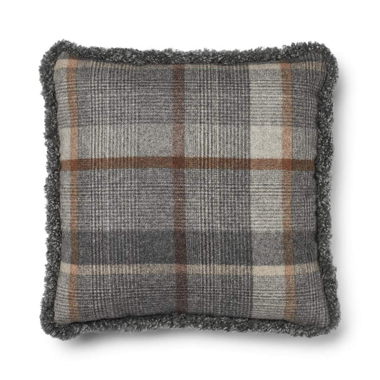 Checked Collection, Double sided Cushion 100 % Wool and Short Wool Sheepskin 20 x 20"