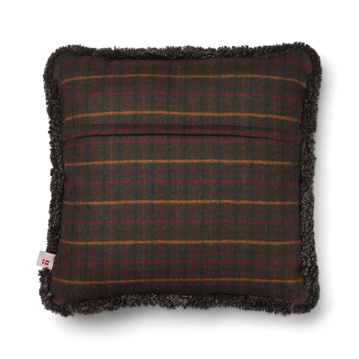 Checked Collection, Double sided Cushion 100 % Wool and Short Wool Sheepskin 20 x 20"