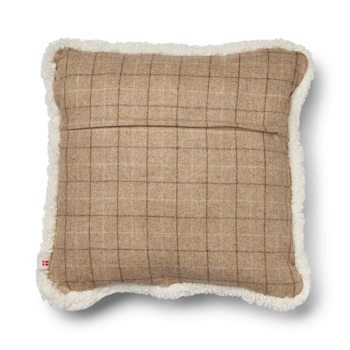 Checked Collection, Double sided Cushion 100 % Wool and Short Wool Sheepskin 20 x 20"