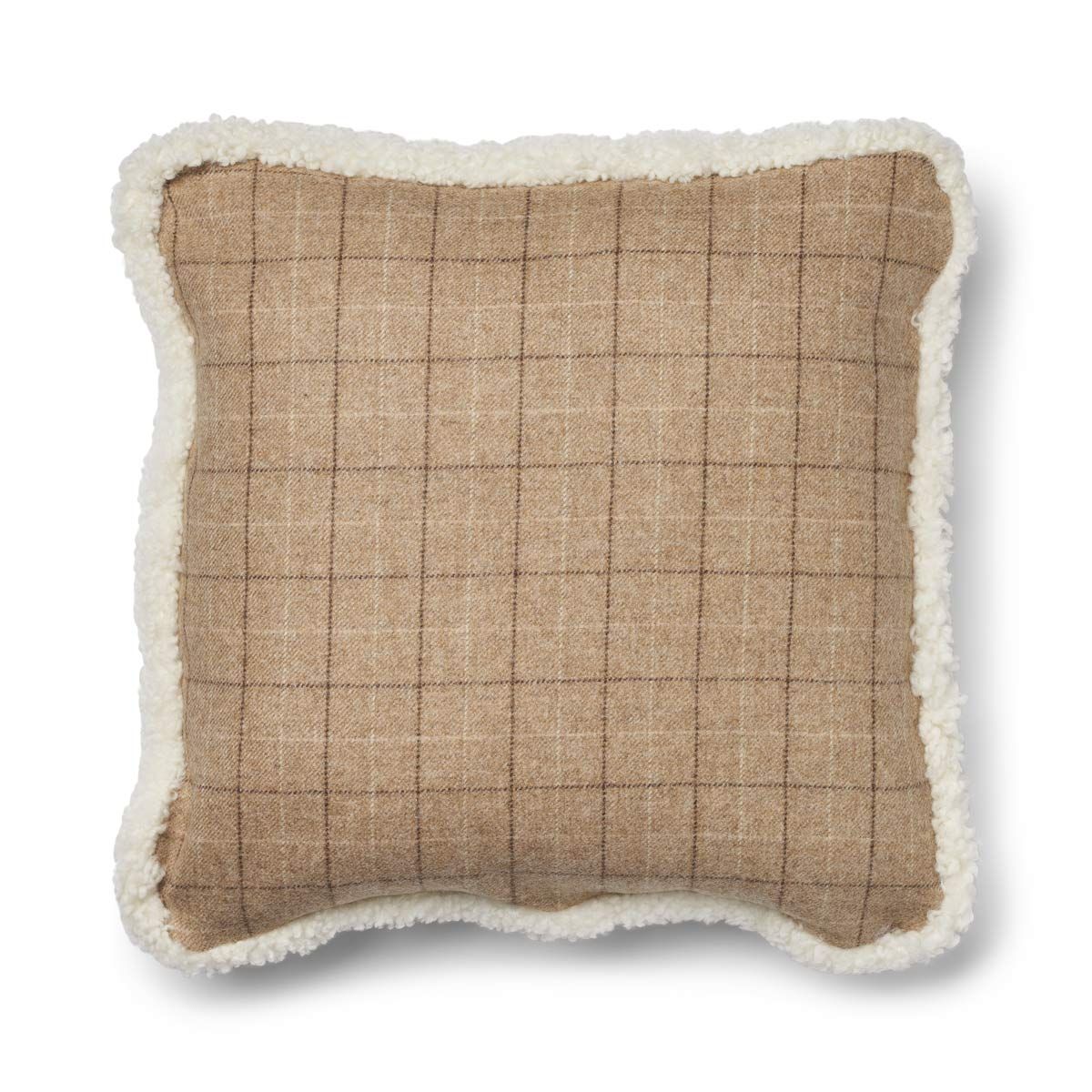 Checked Collection, Double sided Cushion 100 % Wool and Short Wool Sheepskin 20 x 20"