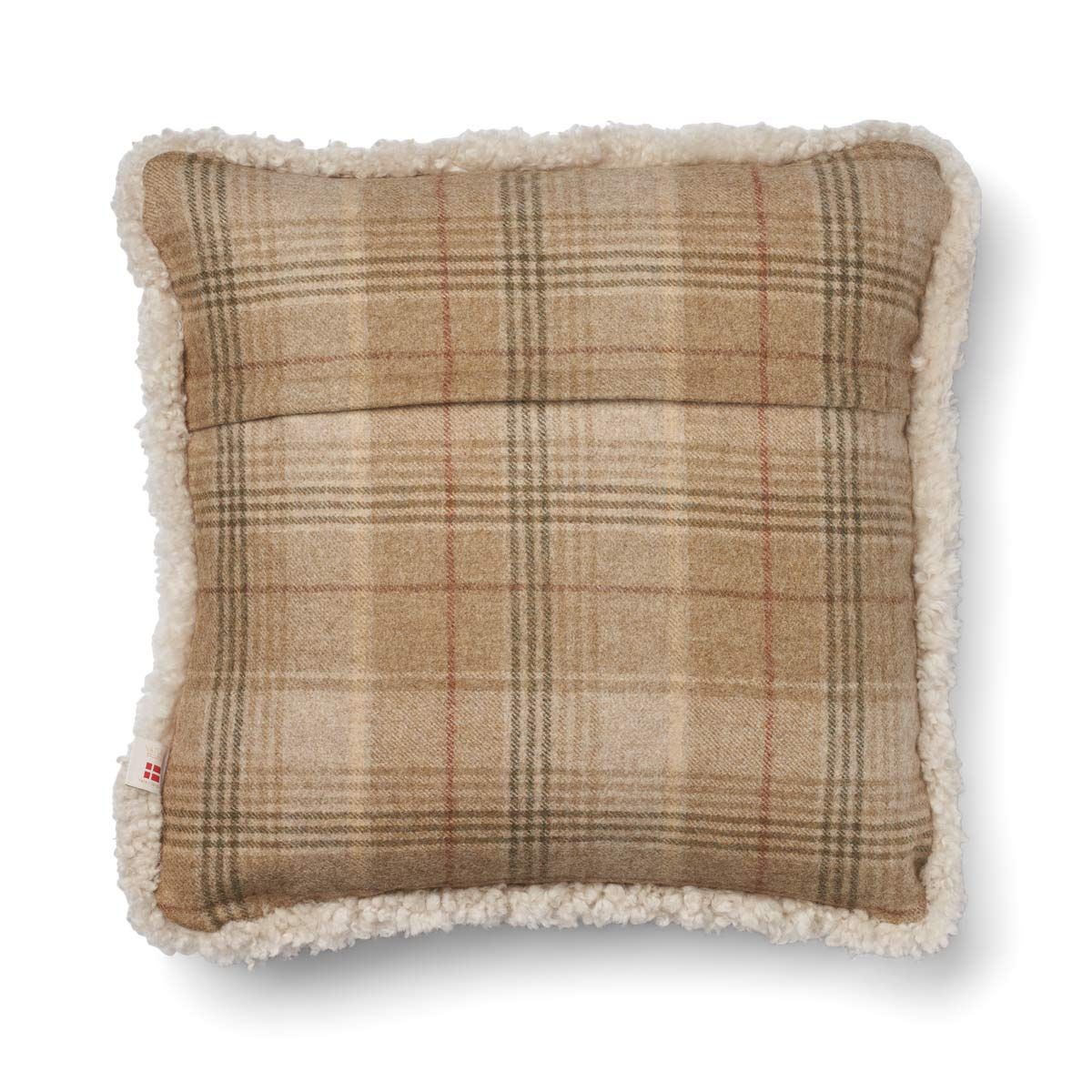 Checked Collection, Double sided Cushion 100 % Wool and Short Wool Sheepskin 20 x 20"