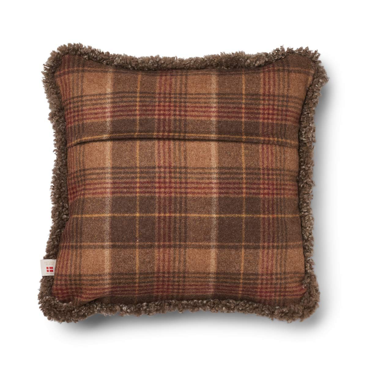 Checked Collection, Double sided Cushion 100 % Wool and Short Wool Sheepskin 20 x 20"