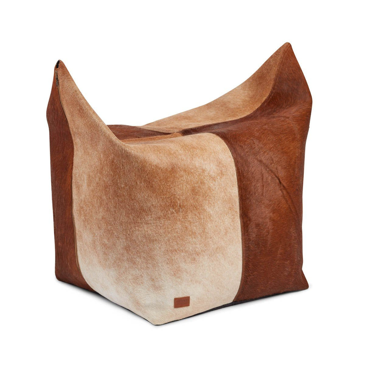 Calf Leather Pouf Argentine Cow Skin Large 47 x 23 x 31"