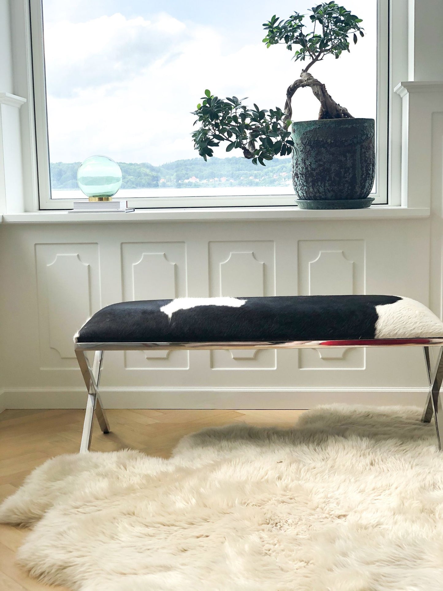 Brazilian Cow Hide Bench, Handmade in New Zealand