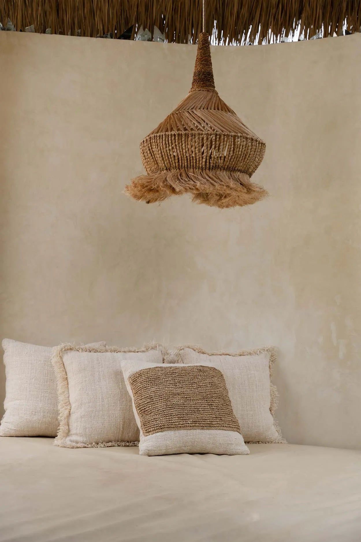 The Raffia Stamp Cushion Cover - Natural