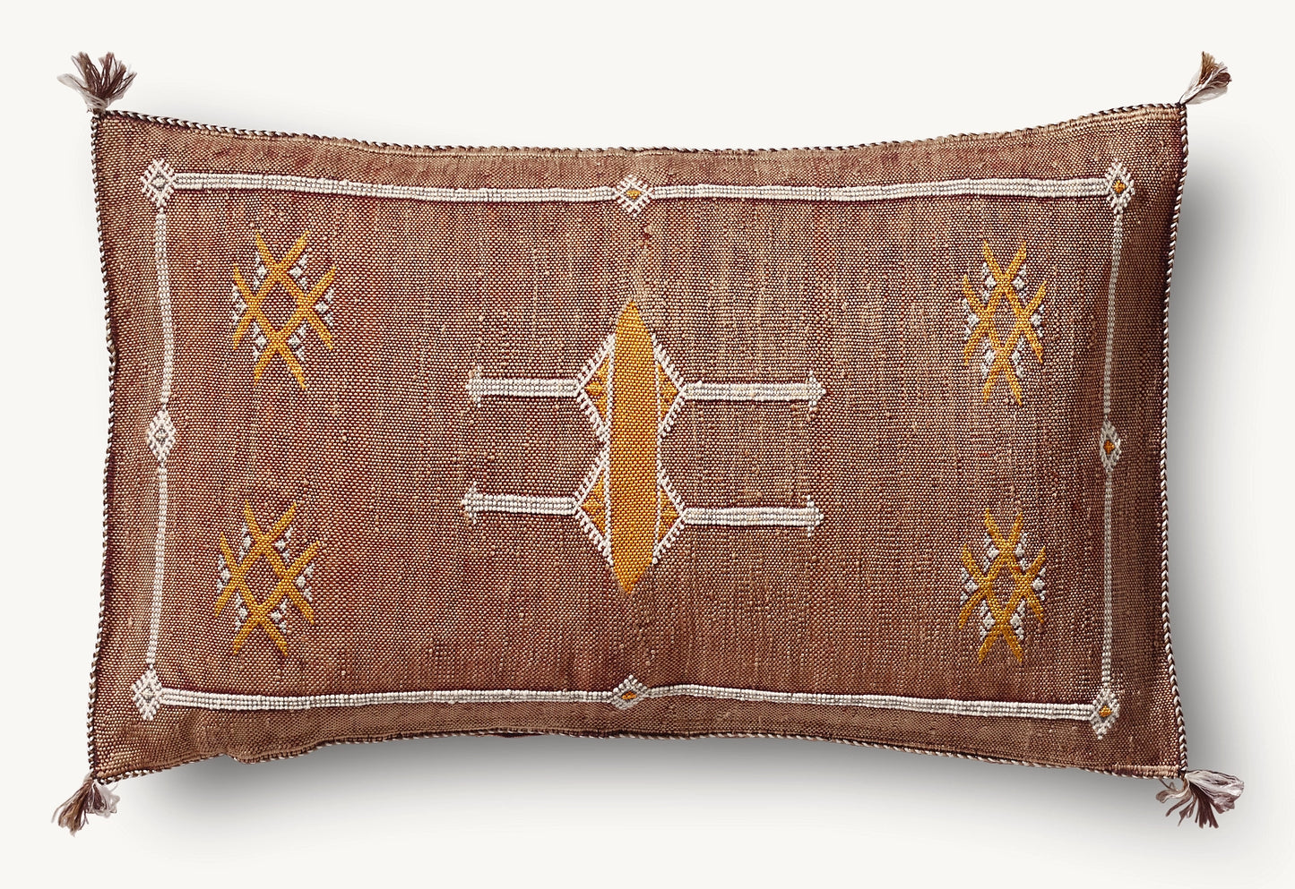 Cactus Silk Pillow Cover,  Lumbar Terracotta, Handmade in Morocco