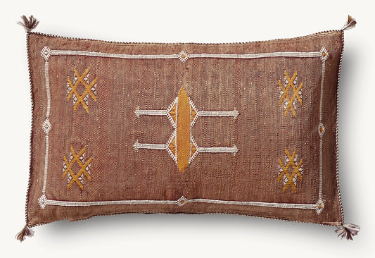 Cactus Silk Pillow Cover,  Lumbar Terracotta, Handmade in Morocco